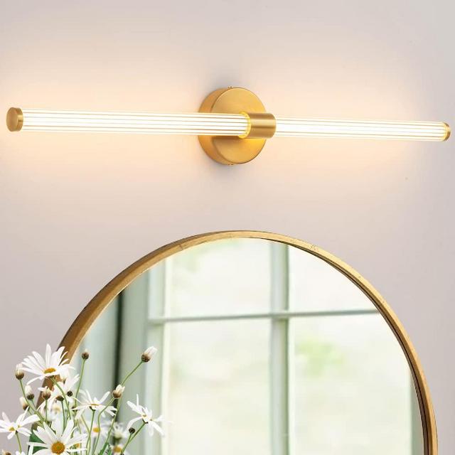 Gednbo Gold LED Bathroom Vanity Lights Fixtures Over Mirror 30.31 inch Modern 360° Sconces Wall Lighting Bar 28W 4000K Warm Light for Farmhouse Bedroom Living Room