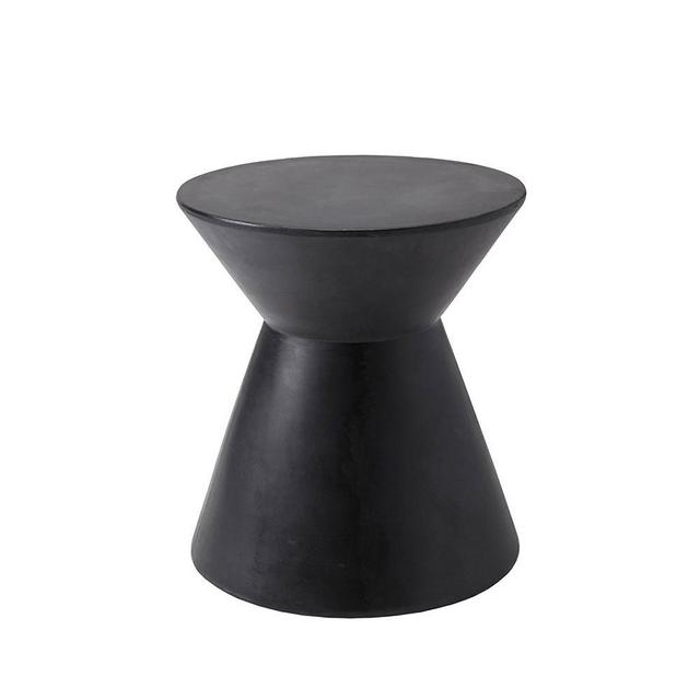 Concrete Hourglass 17.5" Outdoor Side Table, Black