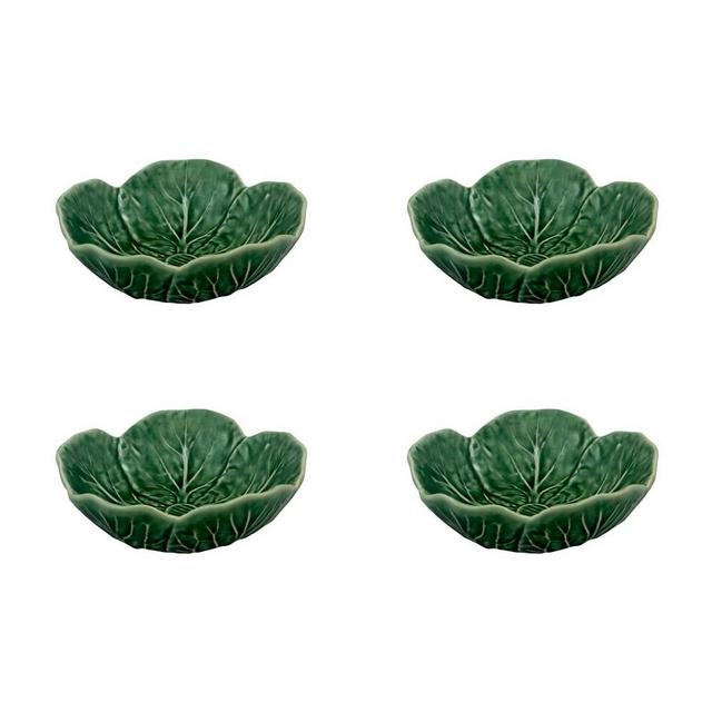 Bordallo Pinheiro Cabbage Cereal Bowls, 6 oz, Set of 4, Green