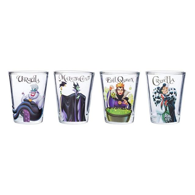 Silver Buffalo Disney Villains Mini Glass Set, 1 oz. Each, Clear