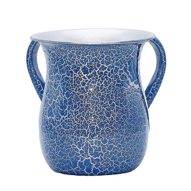 The Kosher Cook Stainless Steel Netilat Yadayim Cup – Blue Tile Painted Design - Looks Like Ceramic - Rust, Break and Crack Proof Negel Vasser Cup - Judaica Gift Collection