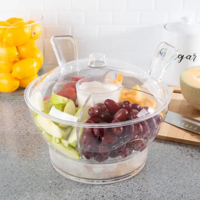 Hastings Home Large Cold Serving Bowl With Ice Compartment and Lid