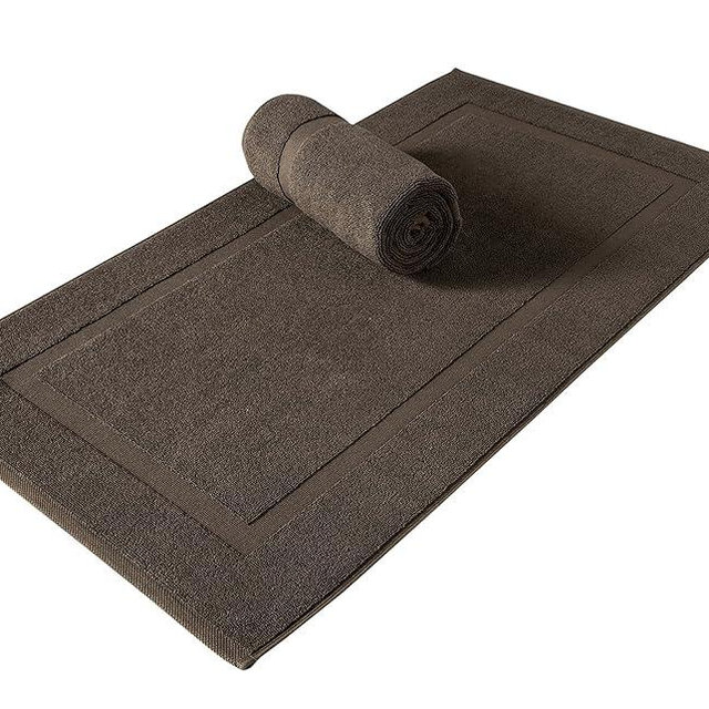 SALBAKOS 100% Turkish Cotton Bath Mat Set 2-Piece - 20x34 inch, Hotel & Spa Collection, Soft, Absorbent, Long Lasting, Durable Bathroom Rugs | Made in Turkey (Chocolate, 2 Bath Mats)