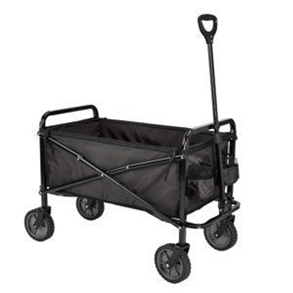 Amazon Basics Collapsible Heavy Duty Utility Wagon for Outdoor Sports, Camping, Garden, and Shopping, 265 Pounds Capacity, 27.6 x 40.9 x 20 inches, Black