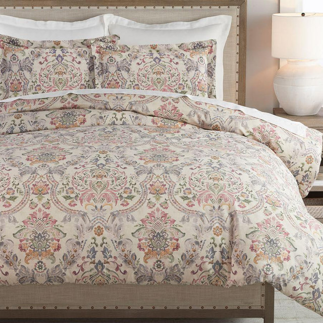Taupe Ivana Organic Percale Duvet Cover, King/Cal. King