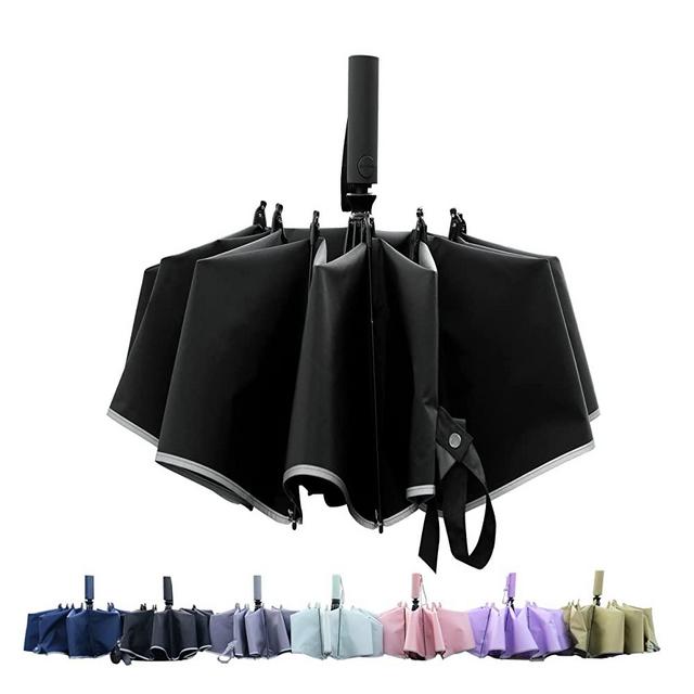 Reverse Umbrellas for Rain Windproof-Inverted Compact Folding Automatic Umbrella-Car Travel Upside Down Portable Umbrella for Men and Women-46 Inch Arc Big Canopy