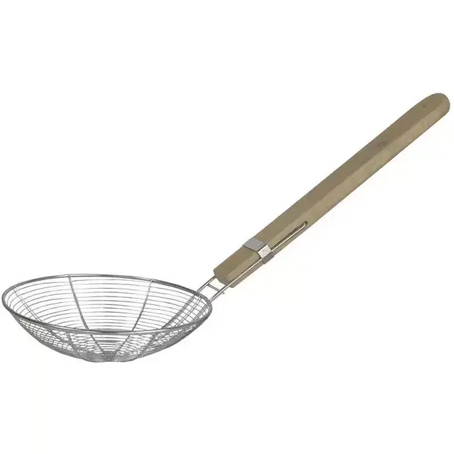 Home Basics Stainless Steel Strainer with Wooden Handle