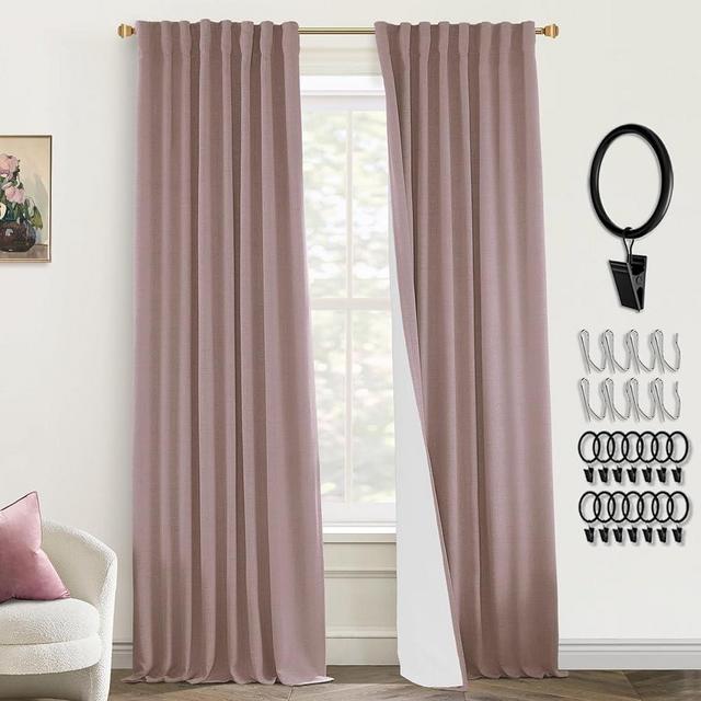 PANELSBURG Wild Rose Curtains for Teen Girls Room,Blackout Room Darkening Feminine Curtains for Women Bedroom,96 Inches Long,Dusty Mauve Color