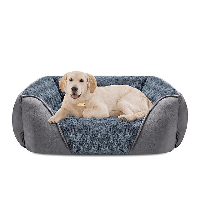 INVENHO Large Dog Bed for Large Medium Small Dogs Rectangle Washable Dog Bed, Orthopedic Dog Sofa Bed, Soft Calming Sleeping Puppy Bed Durable Pet Cuddler with Anti-Slip Bottom L(30"x24"x9")