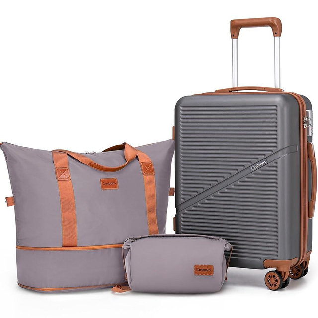 Cosbarn Carry On Luggage Set 22x14x9 Airline Approved, 3 Piece 25 Inch Lightweight ABS Hardside Suitcases with Wheels and TSA Lock, Durable Waterproof Travel Suitcase for Men Women