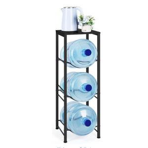 OYEAL Water Bottle Holder Organizer 5 Gallon Water Jug Stand with Shelves, 3-Tier Water Bottle Dispenser Stand for Kitchen Living Room Office, Black