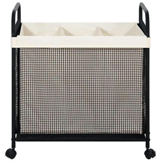 STO STO Laundry Hamper 3 Section, 148L Rolling Laundry Sorter Cart with Removable and Washable Liner Bag, Rolling Clothes Hamper with Metal Handle for Laundry Room and Bedroom