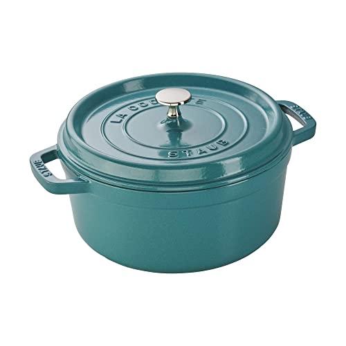 STAUB Cast Iron 4-qt Round Cocotte, Turquoise