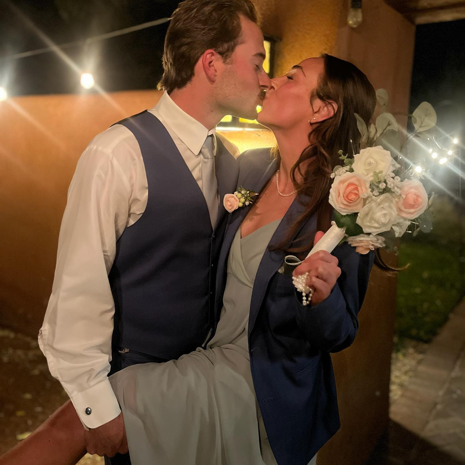 The photo we took after I caught the bouquet at Brandon's twin sister Nicole's wedding. October 14, 2023
