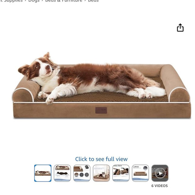 WESTERN HOME Orthopedic Dog Beds for Large Dogs, Foam Pet Sofa with Waterproof Lining, Removable Washable Cover and Nonskid Bottom, Dog Couch Bed for Comfortable Sleep,Brown Coffee