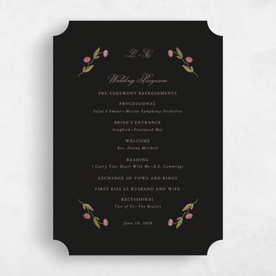 Black Ticket Wedding Program - Isolde Foil