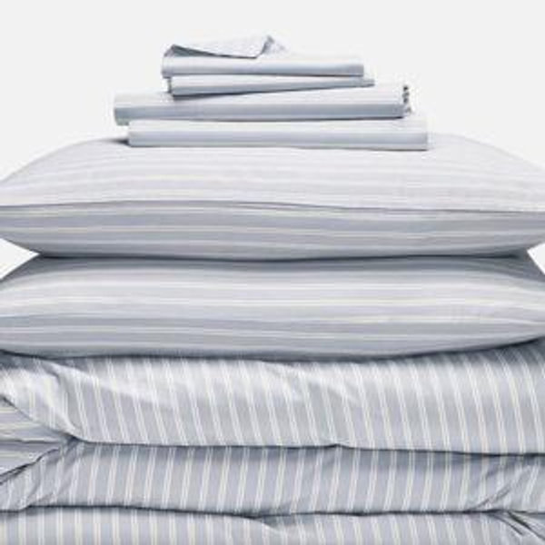 Luxe Sateen Hardcore Sheet Bundle - Tandem Stripe in Frost, King