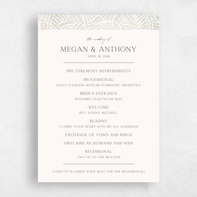 Olive Sage, Green Wedding Program - Belmont