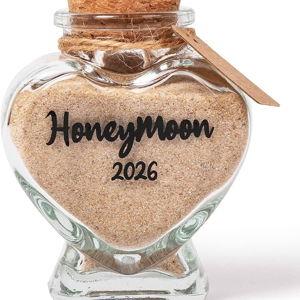 Honeymoon Sand Keepsake Jar 2026，Bridal Shower, Wedding, Engagement, Honeymoon, Travel for Couples, Newlywed, Fiance(Gift Box Includes) - 40ml Heart Shape Glass