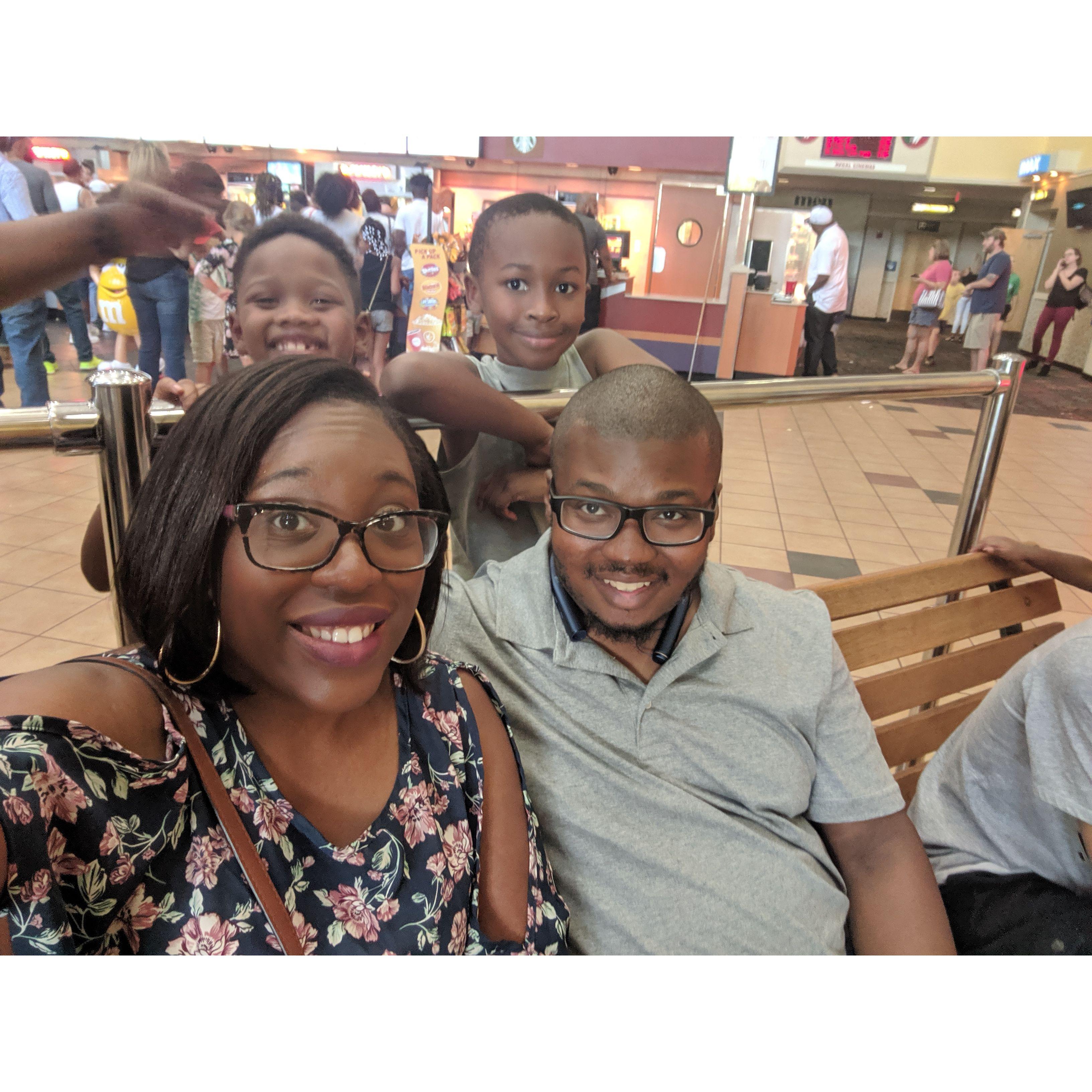 Going to the movies with fam (Isaiah and Jordan)