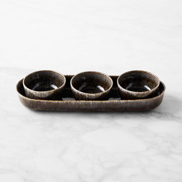 Cyprus Triple Condiment Dish, Black