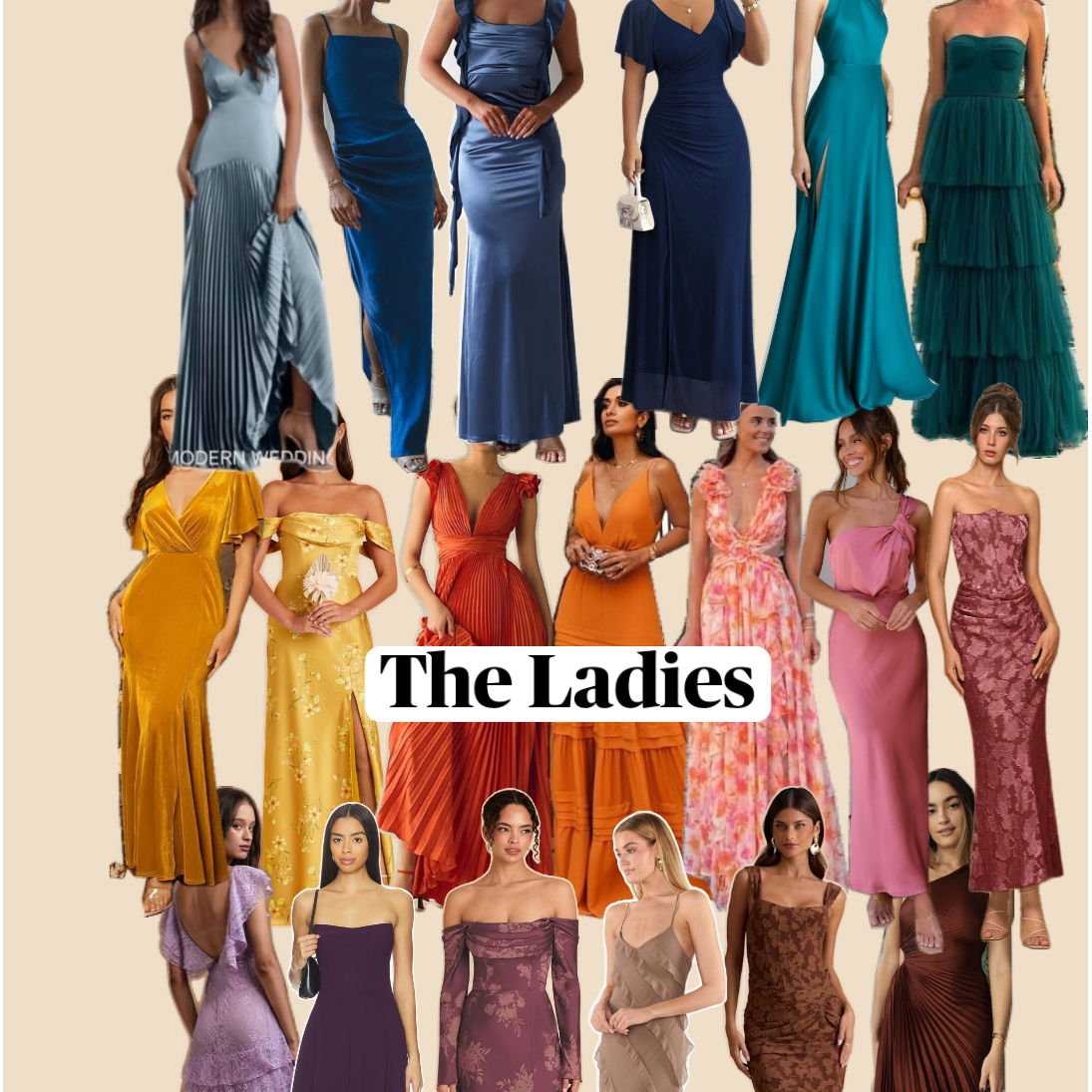 Wedding day look book for inspiration. We kindly request that that you avoid wearing "mulberry and moss" to avoid matching our wedding party.