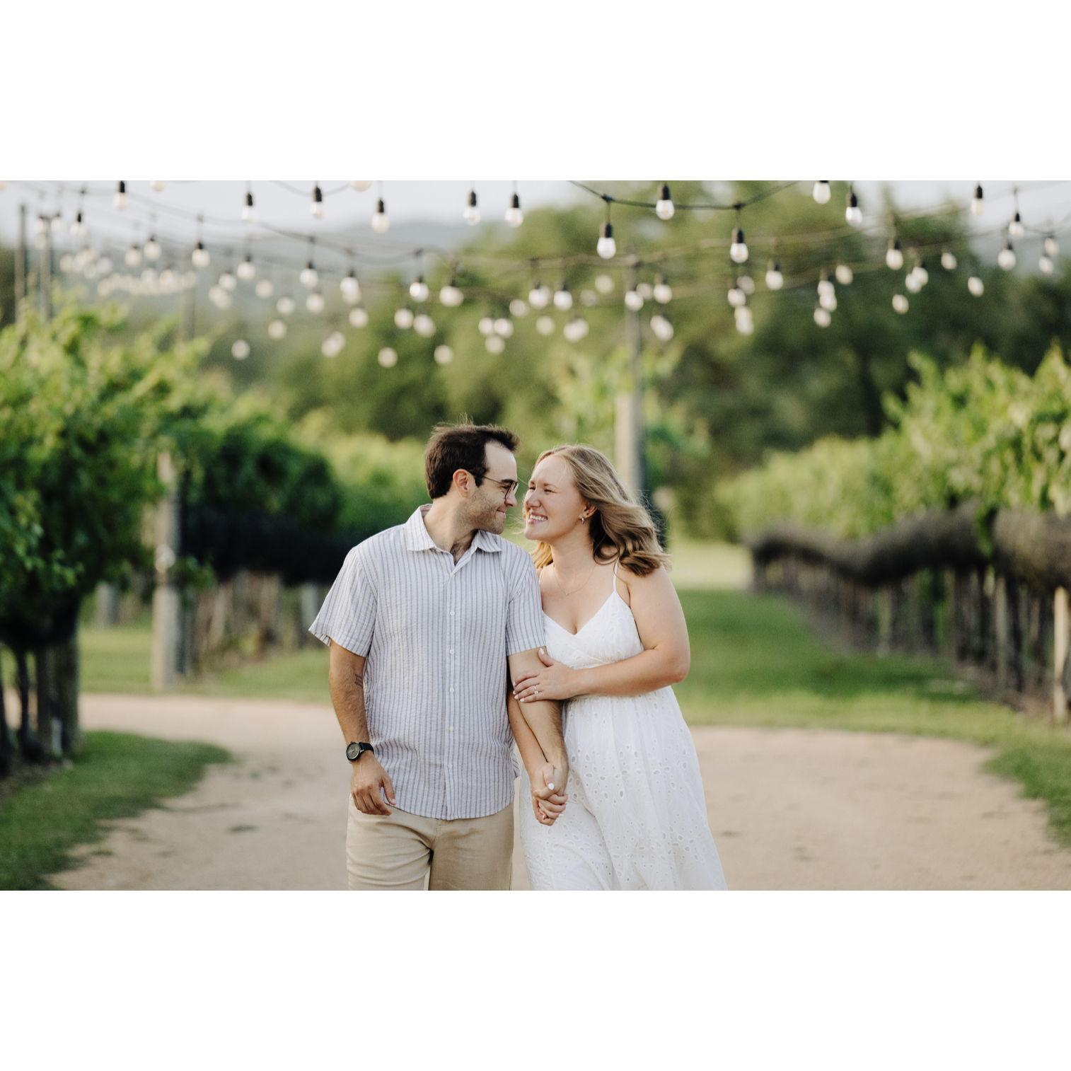 Our engagement photos in the Vineyard at Camp Lucy