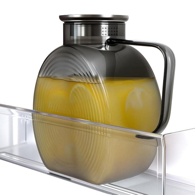 Glass Pitcher With Lid, 2 Liter 68 oz Glass Water Pitchers With handle and lid, 0.528 Gallon Tea Pitcher For Fridge, Carafe Jug Jar For Hot/Cold Water Iced Tea Juice Coffee Milk Beverage (Grey)