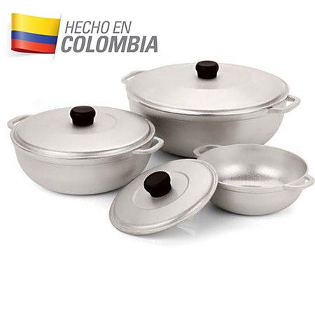 IMUSA 3Pieces Colombian Cast Aluminum Caldero or Dutch Oven Set with Lid