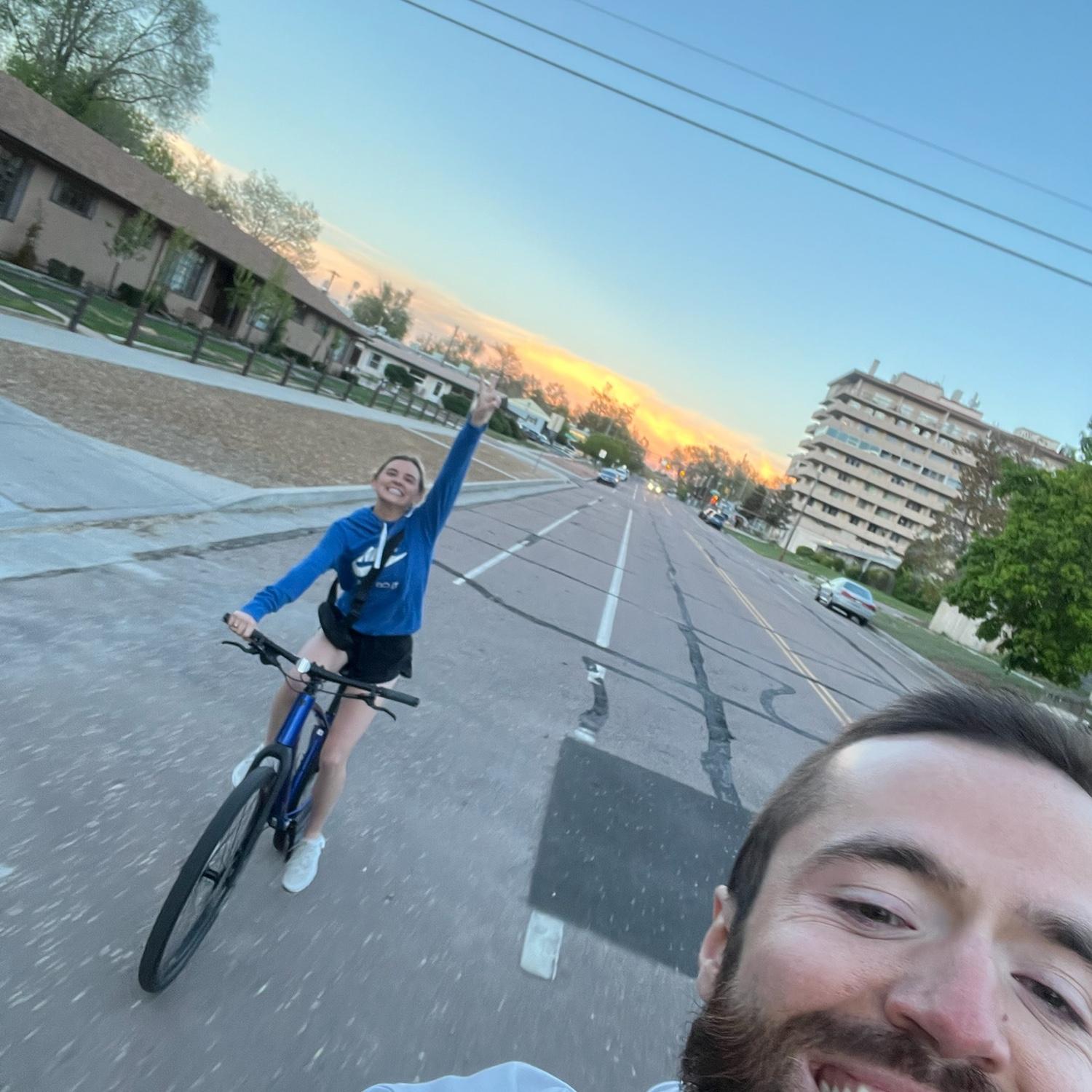 Riding bikes in downtown Colorado Springs. One of our favorite summer activities.