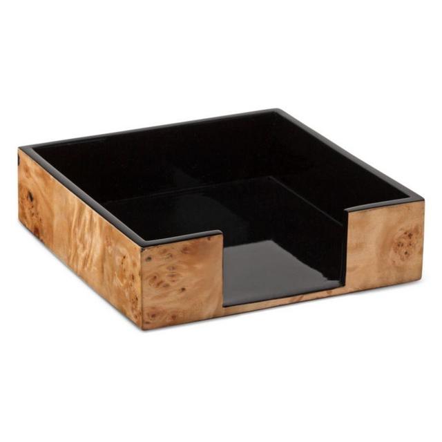 Large Wood & Burl Veneer Napkin Holder