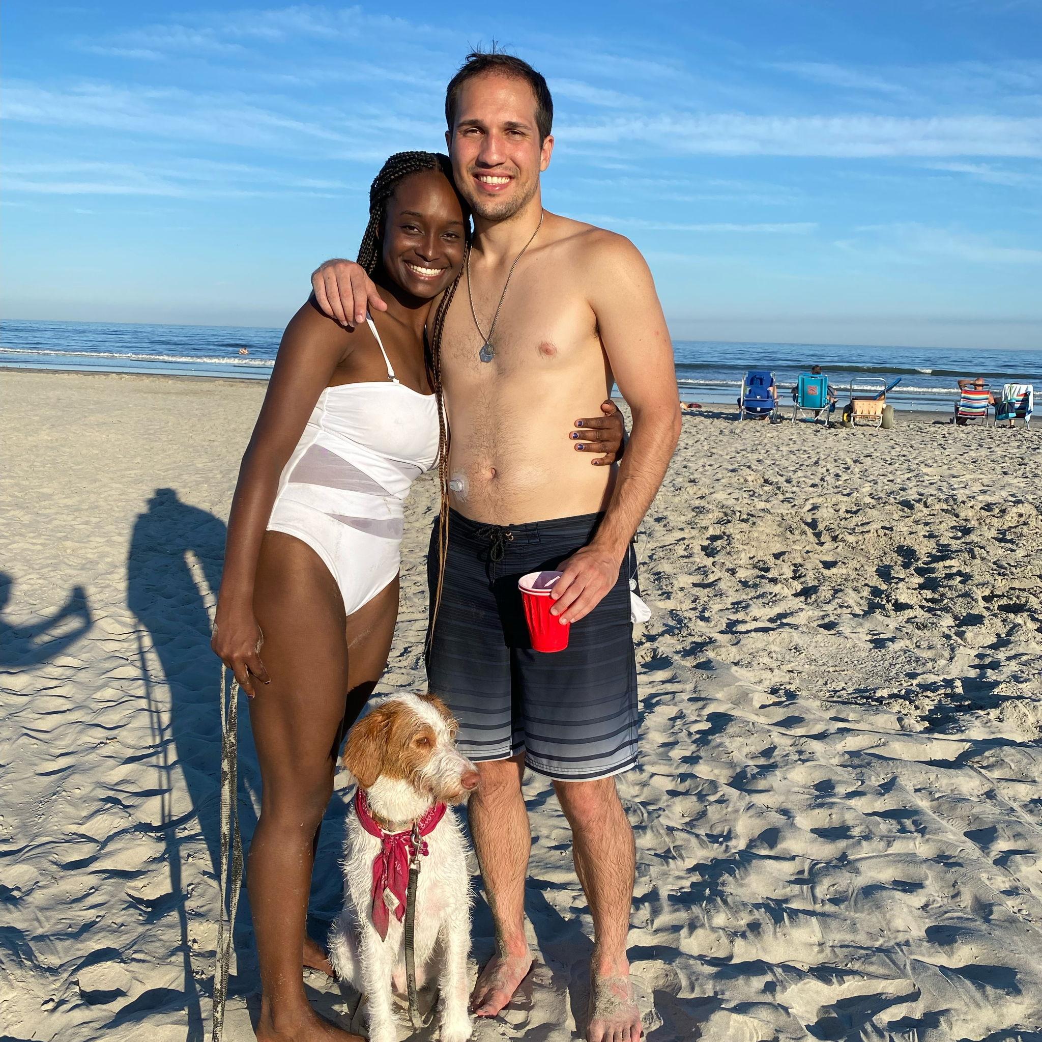 Our first beach trip with Luna! August, 2022. BABIT day weekend. (iykyk)