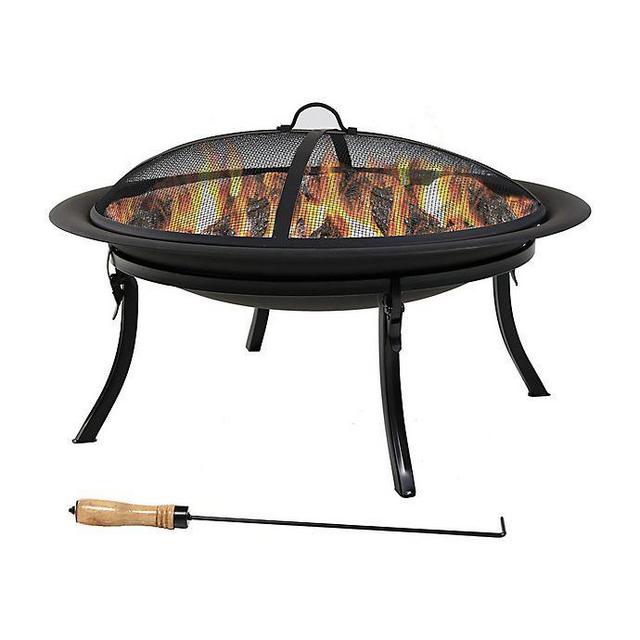 Sunnydaze Portable Folding Wood Fire Pit in Black