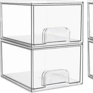 4 Pack Clear Stackable Storage Drawers