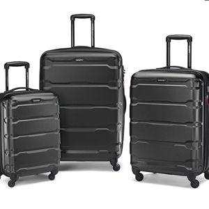 Samsonite Omni PC Hardside Expandable Luggage with Spinner Wheels, Black, 3-Piece Set (20/24/28)