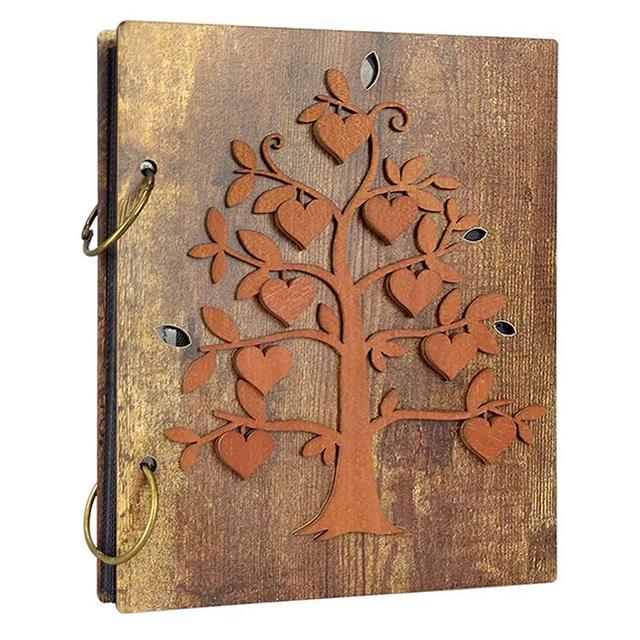 Giftgarden 4x6 Photo Album Family Tree Decor Large Capacity Wood Cover Wedding Family Baby Picture Albums Holds 120 Photos
