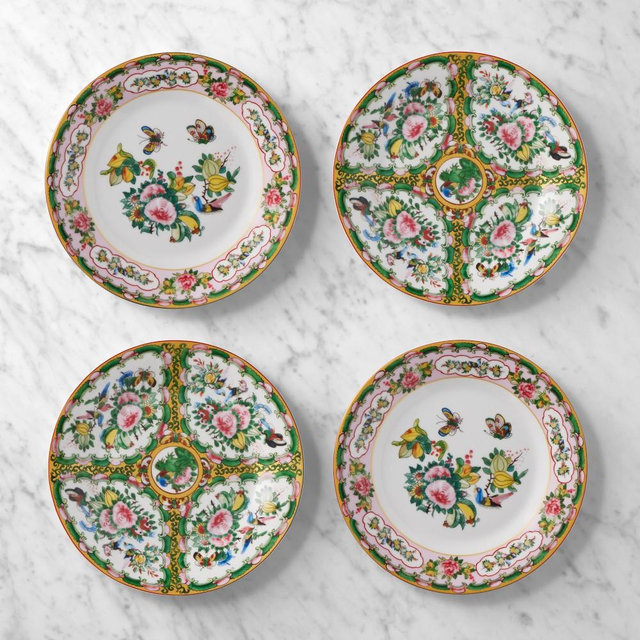 Famille Rose Salad Plates, Set of 8, Mixed Pink