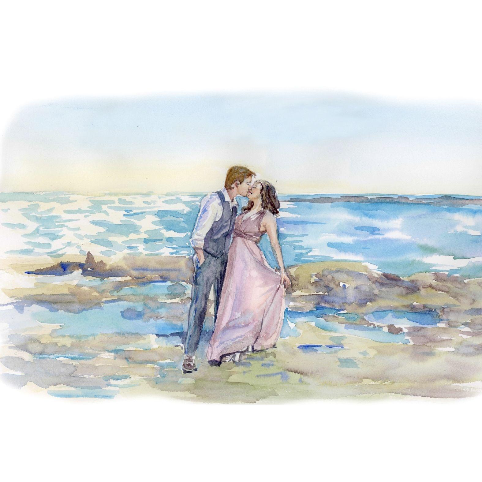 Watercolor Artwork by Valeria for our Save the Date cards. Valeria owns an Etsy shop (ValeriartBooutique) and is from Kharkiv, Ukraine. 