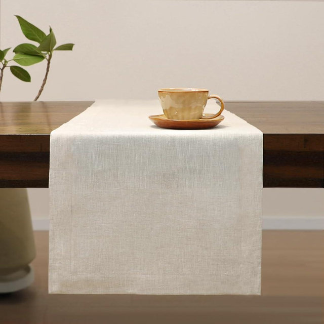 Tseapeni Linen Table Runner 72 Inches Long, 100% Natural Table Runners for Coffee Table Kitchen Dining Dresser Fall Thanksgiving Christmas New Year Holiday(Natural Linen,14x72)
