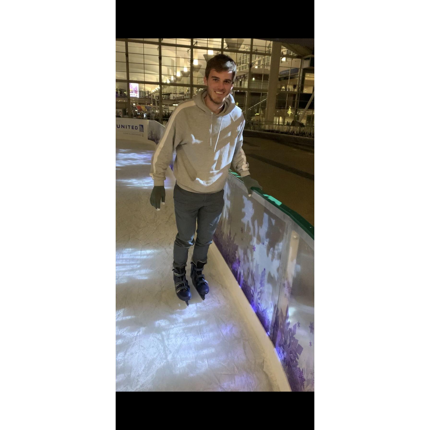 Ice skating at DIA before we both head out to family international trips!