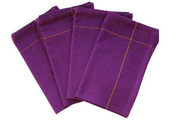 Table Napkin Sets from Guatemala: Violet Pinstripe