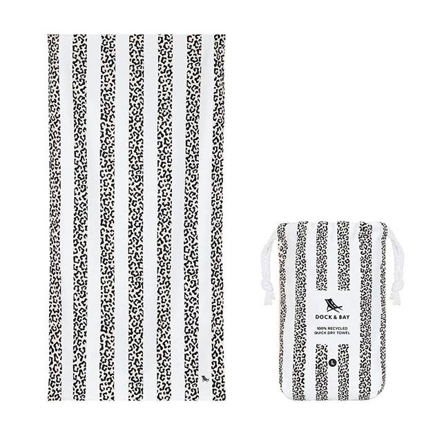 Dock & Bay Quick Drying Towel - for Sports & Gym - Compact, Lightweight - 100% Recycled - Includes Bag - Dashing Leopard - Large (160x90cm, 63x35)