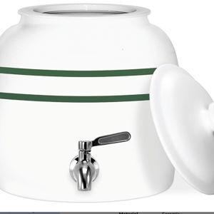 Ceramic Crock Water Dispenser (Green Stripe)