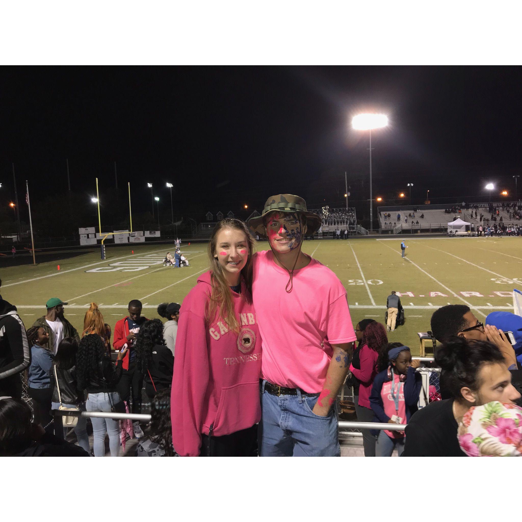 The first high school football game we went to.