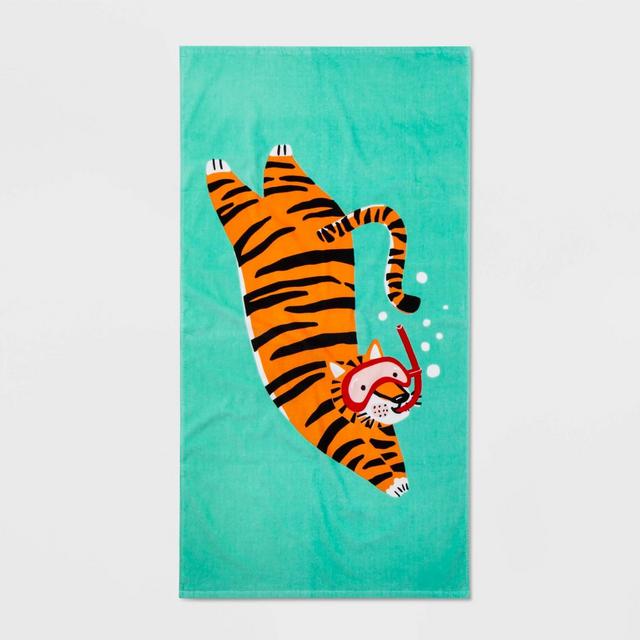 Snorkling Tiger Printed Beach Towel - Sun Squad™