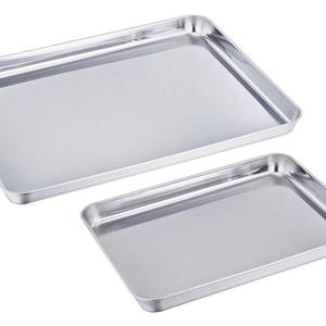 Sixly Stainless Steel Baking Sheet Bakeware Cookie Pan Tray Set Professional Set of 2 Silvery