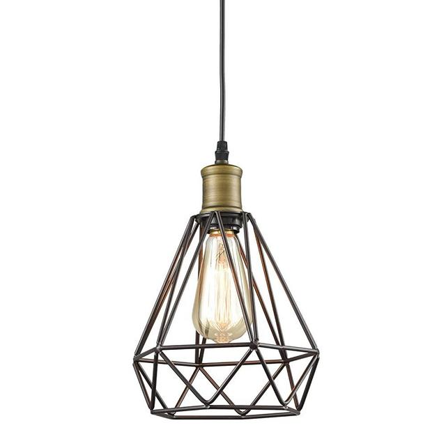 YOBO Lighting Vintage Oil Rubbed Bronze Polygon Wire Pendant Light Art Deco