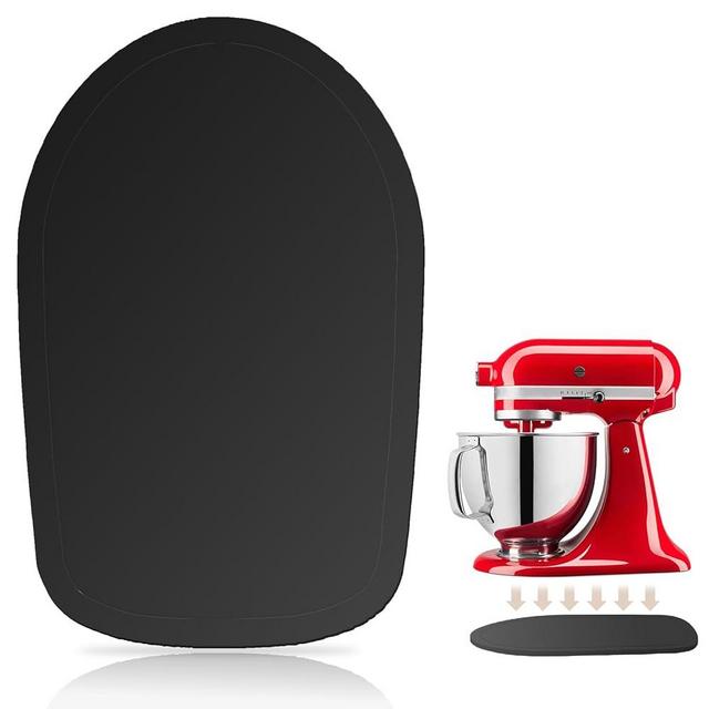 Compatible with Kitchen Aid Mixer Slider for 4.5-5 QT Stand Mixer, Bamboo Kitchen Aid Sliders for Countertop, Mixer Slider Mat for Kitchen Aid Stand Mixer, Kitchen Aid Mixer Sttachme (Black)