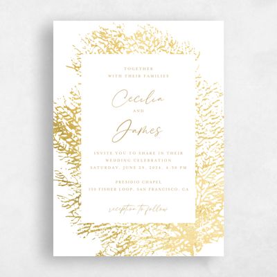 White Foil Wedding Invitation - Santini Portrait Foil