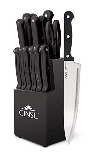 Ginsu KIS-KB-DS-014-4 Kiso Dishwasher Safe 14 Piece Set Black Block, 9" W x 15" H x 5" D